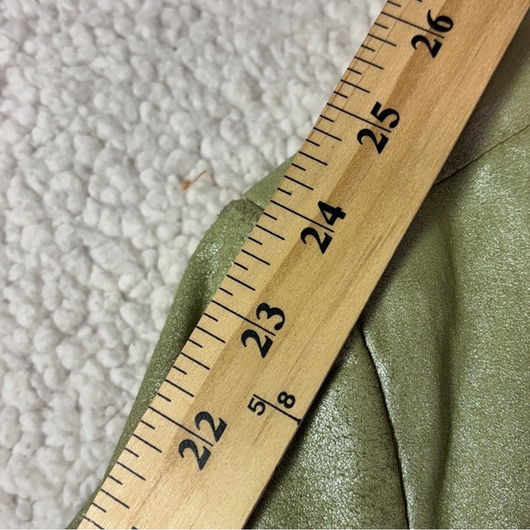 Chadwick’s XL Genuine Leather Jacket Sage Green Pearlized Zip Front Y2K - Picture 6 of 11